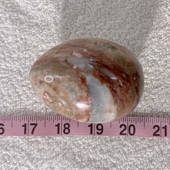 Vintage Brecchiated Jasper Polished Red Jasper Stone Egg Flat Bottom Paper Wght - Picture 2 of 10